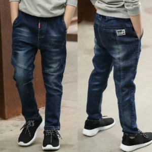 Boy Girls Trousers Skinny Jeans Elastic Waist Pants