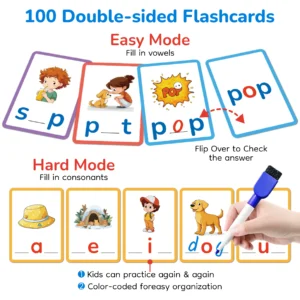 Flash Cards, Writable & Wipeable Toy for Home and Classroom,