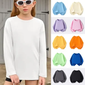 Girls Boys Long Sleeve  Casual Kids Pure Cotton O-neck