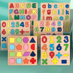 Kids Alphabetic Number Shapes Wooden Puzzle  Preschool Learning