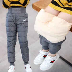 Fleece Padded Warm Trousers Kids Waterproof Ski Pants