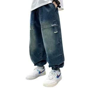 Teenage Boys Embossed Denim Trousers Spring/Autumn